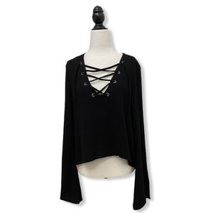 🛍 2/$20 Tobi Lace Up Black Top